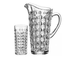 Набір для води Bohemia Diamond (глечик 1,25 л + склянки 260 мл-6шт) 7 предметів богемське скло