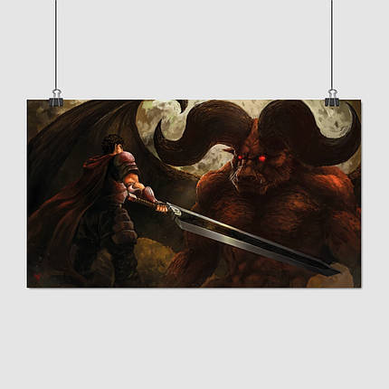 Плакат "Берсерк, Гатс Вбивця Драконів, аніме, Berserk", 34×60см, фото 1