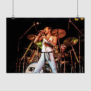 Плакат "Фредді Мерк'юрі, Квін, концентне фото, Freddy Mercury, Queen", 43×60см
