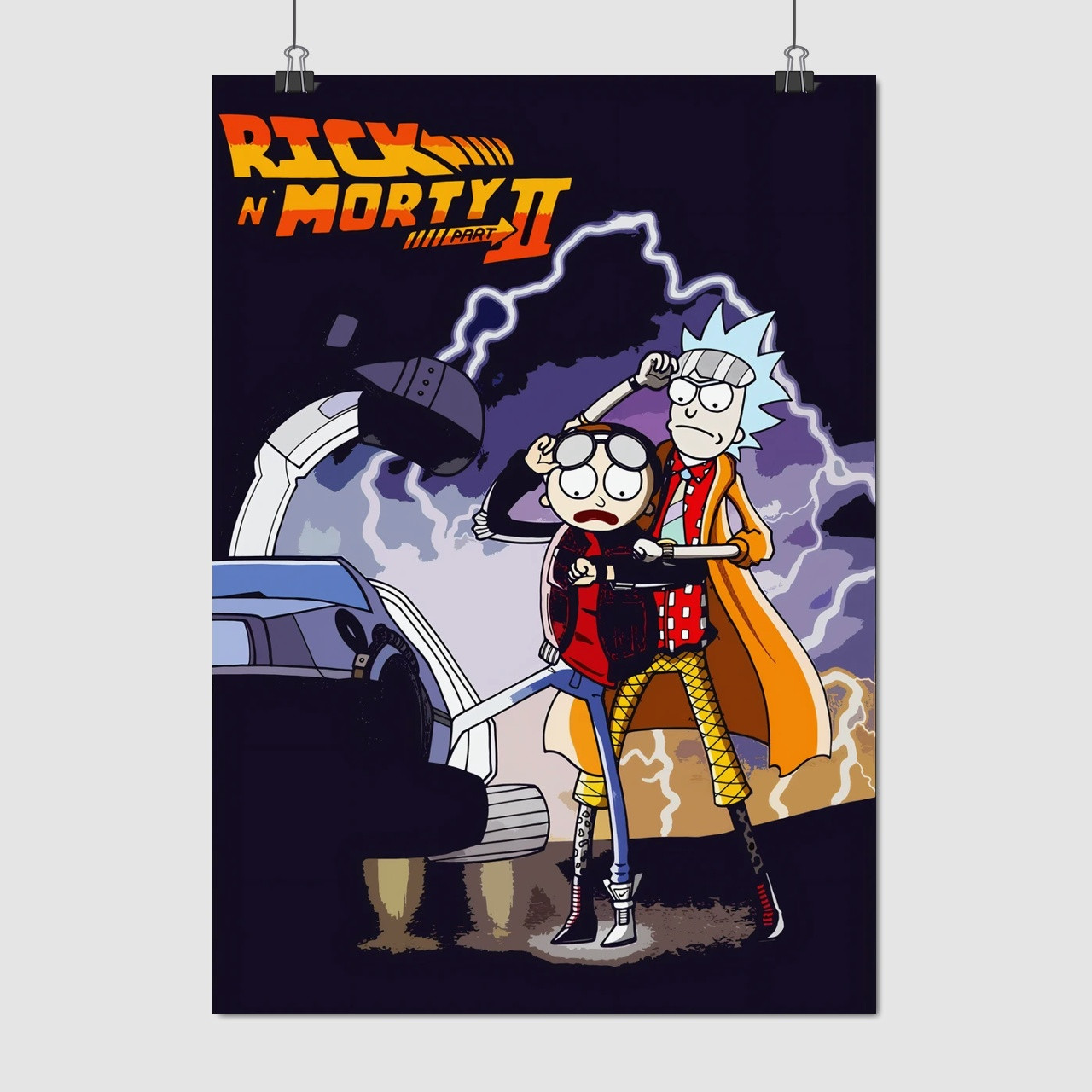 Плакат "Рік та Морті, Назад у майбутнє, Rick and Morty, Back to the Future", 60×43см
