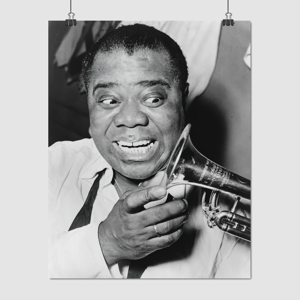 Плакат "Луї Армстронг з трубою, Armstrong Lui", 60×43см