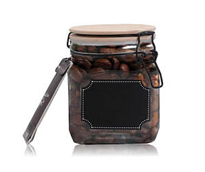 Банка для сипких S@T з дошкою для напису 800 мл скло + бамбук (7088-1)