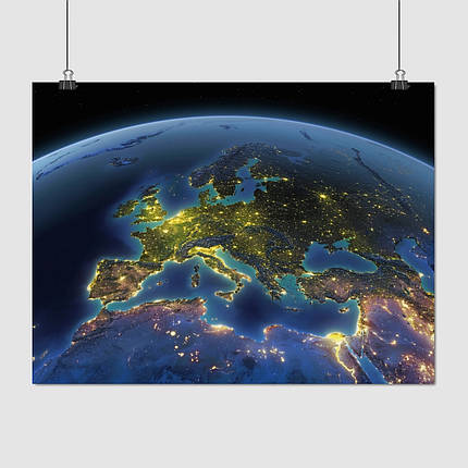 Плакат "Нічне фото Землі з орбіти, Earth, Moon", 45×60см, фото 1
