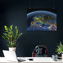 Плакат "Нічне фото Землі з орбіти, Earth, Moon", 45×60см, фото 3