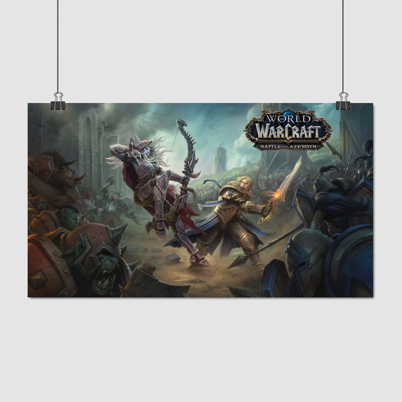 Плакат "Варкрафт, Сільвана та Варіан, Warcraft", 34×60см