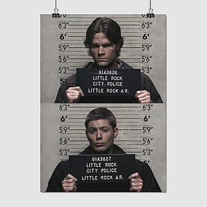 Плакат "Надприродне, Дін та Сем Вінчестери, Supernatural", 60×43см