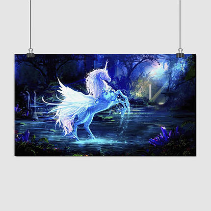Плакат "Сяючий єдиноріг, фентезі, казка", 34×60см, фото 1