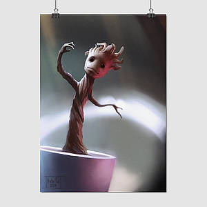 Плакат "Грут-росточок у горщику, Groot", 60×43см