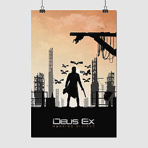 Плакат "Deus Ex: Людство розділене, Deus Ex: Mankind Devided", 60×40см