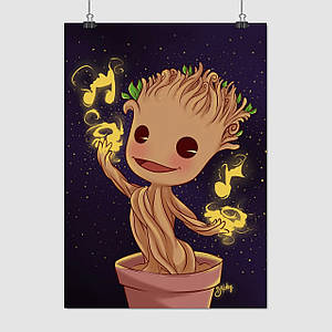 Плакат "Малюк Грут у горщику, Groot", 60×43см