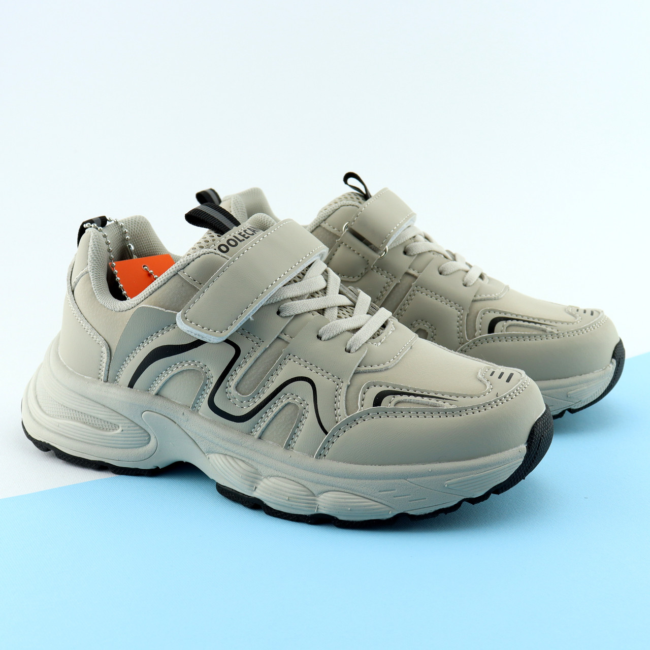 Кросівки на липучці бежеві дитячі на липучці Bi&Ki, фото 1