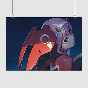 Плакат "Коханий у Франксі, Код 002, Нуль Два, Darling in the Franxx, Zero Two", 43×60см