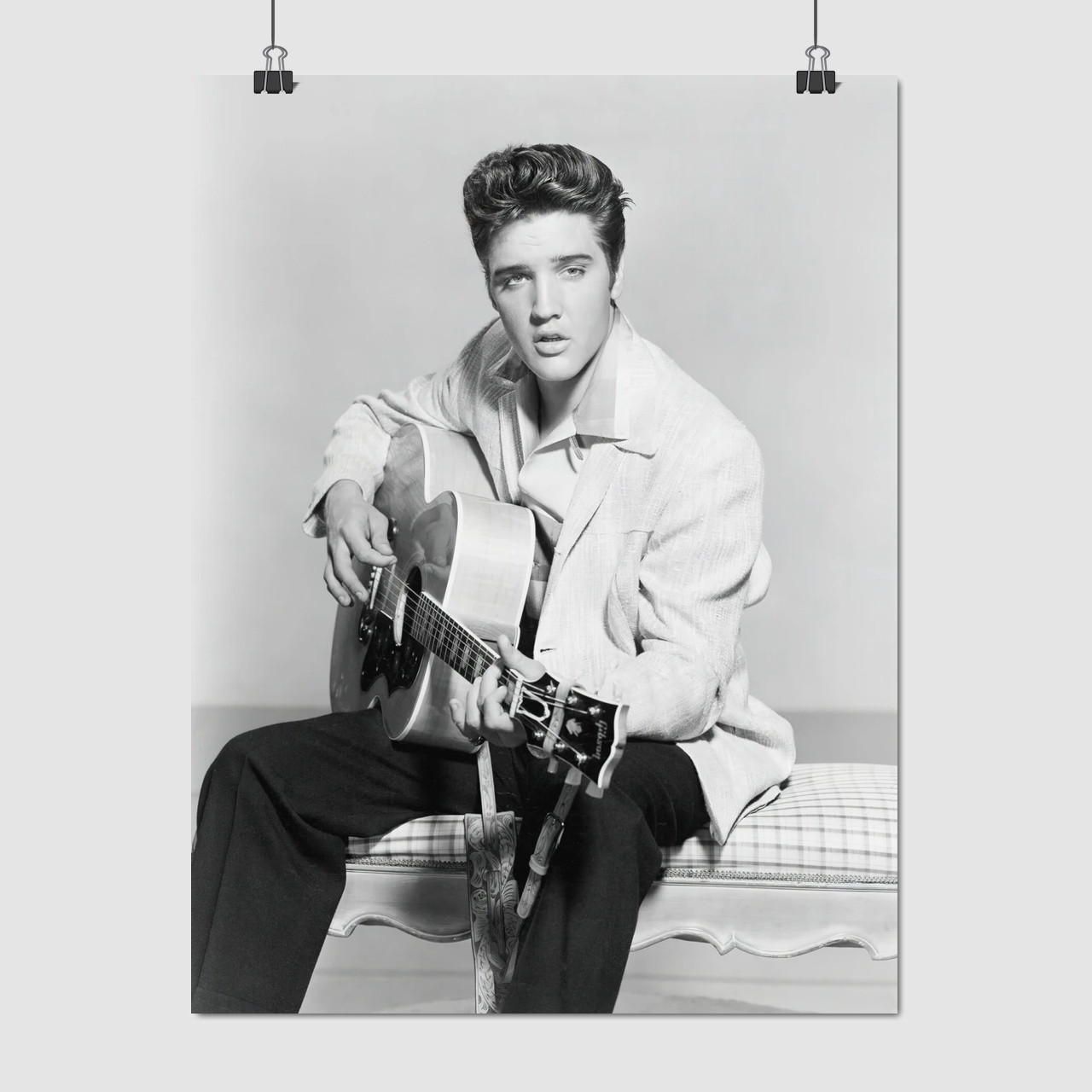 Плакат "Елвіс Преслі з акустичною гітарою, Elvis Presley", 60×43см