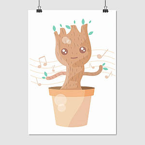 Плакат "Грут та ноти, Groot", 60×43см