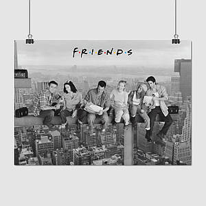 Плакат "Друзі, серіал, обід на хмарочосі, Friends", 43×60см