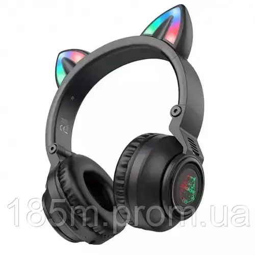 Bluetooth Навушники BOROFONE BO18 чорні з підсвічуванням, фото 1