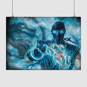 Плакат "Мортал Комбат, Сабзіро тримає серце, Mortal Kombat, Sub-Zero", 43×60см