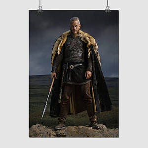 Плакат "Вікінги, Рагнар Сігурдссон з списом, Vikings", 60×43см