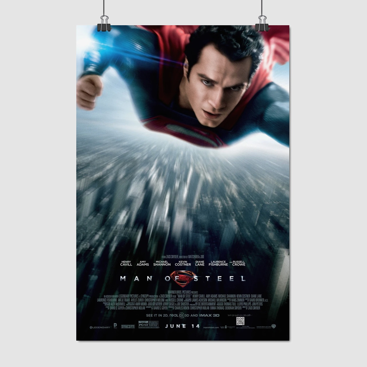 Плакат "Людина зі сталі, Генрі Кавілл, Superman, Man of Steel (2013)", 60×41см