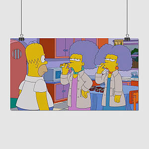 Плакат "Сімпсони та вейпери, Simpson, Vaper", 34×60см