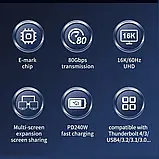 Кабель Thunderbolt 5 Type-C Folem TBT5, USB4, PD 240W швидке заряджання, монітор 16K, передавання даних 80 Gbps, фото 6