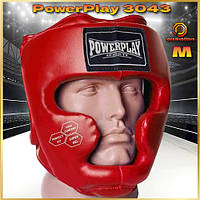 Шолом боксерський з повним захистом тренувальний червоний PowerPlay 3043 розмір M