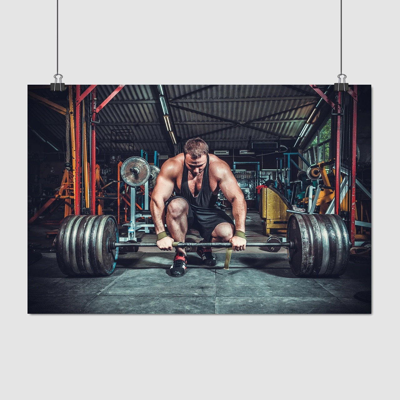 Плакат "Бодібілдер зі штангою", 40×60см