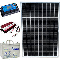 Резервне живлення для дому 500Вт: сонячна панель 50W + інвертор 500Вт (макс 1000Вт) чиста синусоїда + ШИМ 30A та АКБ 12V 396Вт
