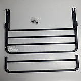 Вішалка для рушників у ванну алюмінієва дворівнева з полицею та гачками 56x23 см, настінний тримач Чорний, AND-3819, фото 3