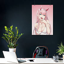 Плакат "Коханий у Франксі, Код 002, Нуль Два, Darling in the Franxx, Zero Two", 60×43см, фото 3