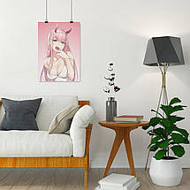 Плакат "Коханий у Франксі, Код 002, Нуль Два, Darling in the Franxx, Zero Two", 60×43см, фото 4