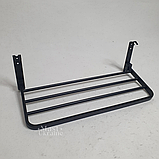 Вішалка для рушників у ванну алюмінієва дворівнева з полицею та гачками 56x23 см, настінний тримач Чорний, AND-3819, фото 7