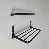 Вішалка для рушників у ванну алюмінієва дворівнева з полицею та гачками 56x23 см, настінний тримач Чорний, AND-3819, фото 9