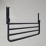 Вішалка для рушників у ванну алюмінієва дворівнева з полицею та гачками 56x23 см, настінний тримач Чорний, AND-3819, фото 6
