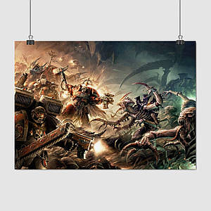 Плакат "Вархаммер 40000, Тираніди та Ультрамарини, Warhammer 40000", 43×60см