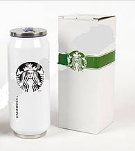 Термос-банку Starbucks "Старбакс Еліт" з клапаном і трубочкою 500 мл (білий)