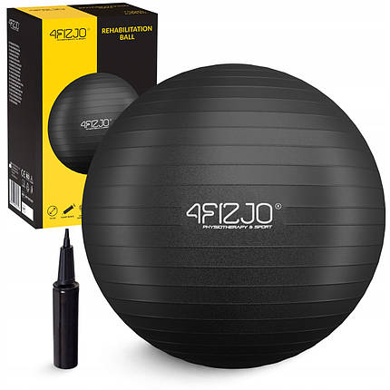М'яч для фітнесу (фітбол) 4FIZJO 75 см Anti-Burst Black (P-5907739316370), фото 1