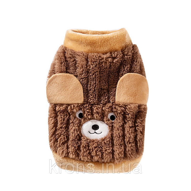 Светр для собак і кішок 2410SXMJ0231 утеплений з вушками Brown XS, фото 1