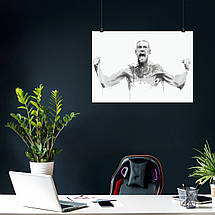 Плакат "Конор Макгрегор, стилізація, чорно-білий, Conor McGregor", 43×60см, фото 3