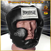 Шолом боксерський з повним захистом тренувальний чорний PowerPlay 3043 розмір S