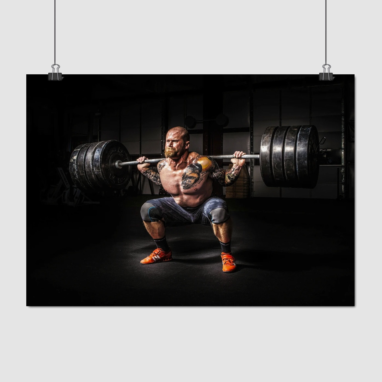 Плакат "Бодібілдер зі штангою", 43×60см