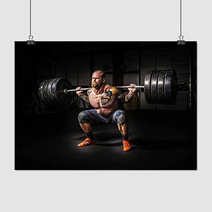 Плакат "Бодібілдер зі штангою", 43×60см, фото 1