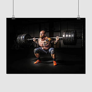Плакат "Бодібілдер зі штангою", 43×60см