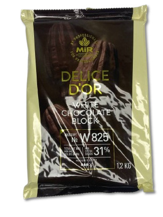 Шоколад W825 Delice D'or 31% білий блок 1,2 кг