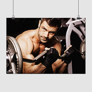 Плакат "Бодібілдер зі штангою", 43×60см