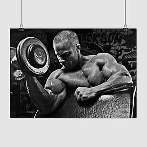 Плакат "Бодібілдер з гантелей", 43×60см