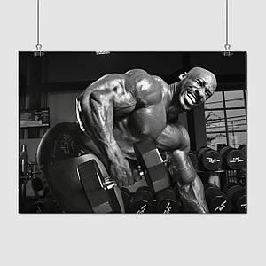 Плакат "Бодібілдер з гантелей, потяг до пояса", 43×60см