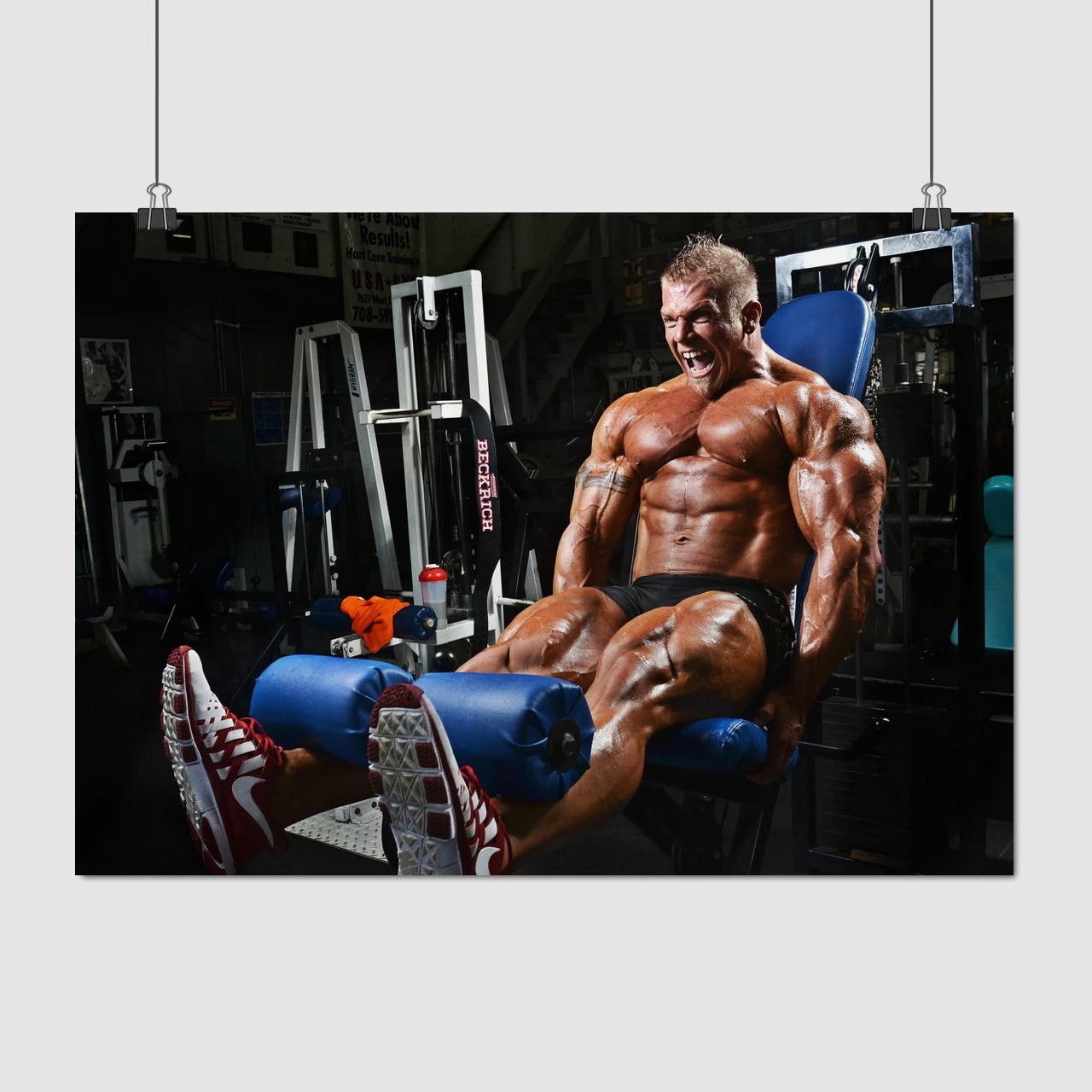 Плакат "Бодібілдер, жим ногами", 43×60см