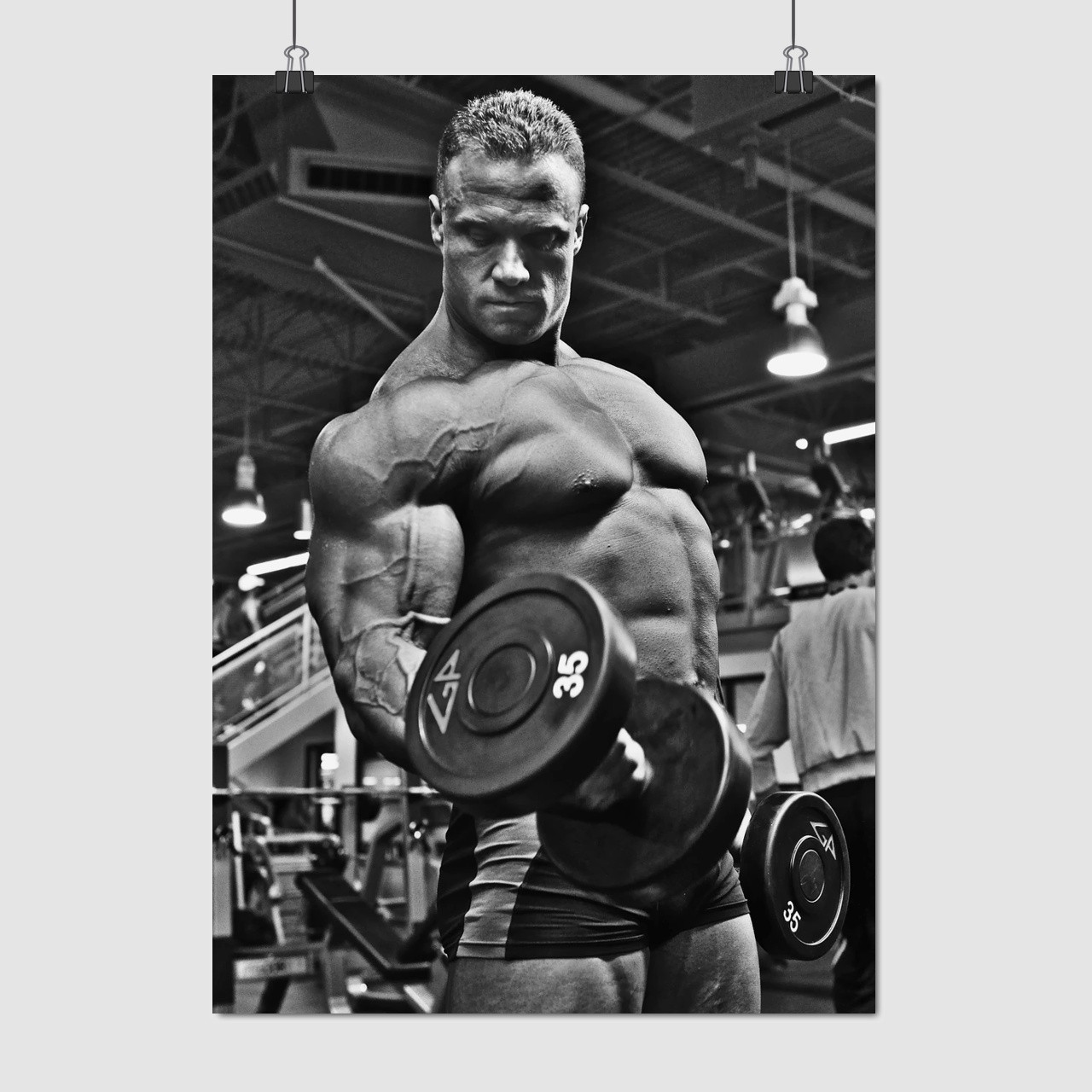 Плакат "Бодібілдер з гантелей", 60×43см