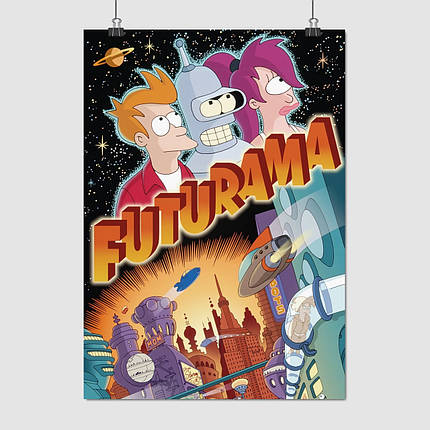 Плакат "Футурама, головні персонажі, Futurama", 60×43см, фото 1
